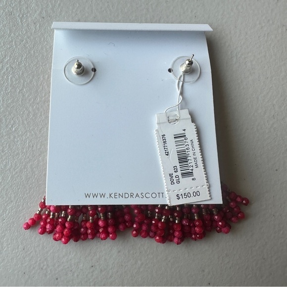 Kendra Scott Dove Statement Earrings Tassel Red Dark Pink - Picture 2 of 6